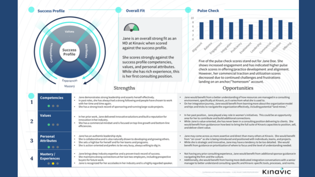 A leadership success profile created by Kinavic Leadership Acceleration.